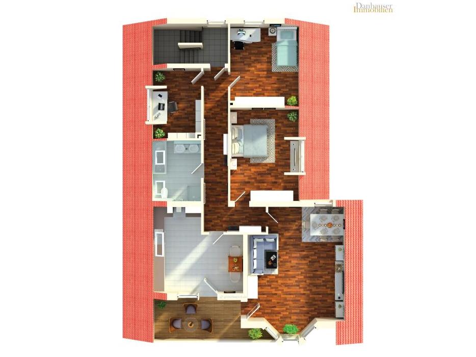 4 Zimmer Wohnung: Grundriss